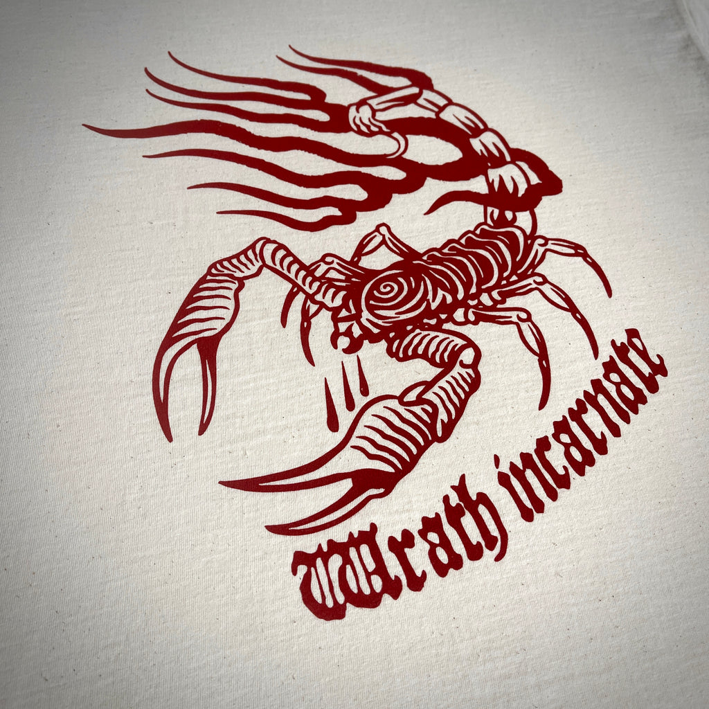 Collection MORS ARCANA - T-shirt oversize "Scorpio" - Ivoire / Rouge