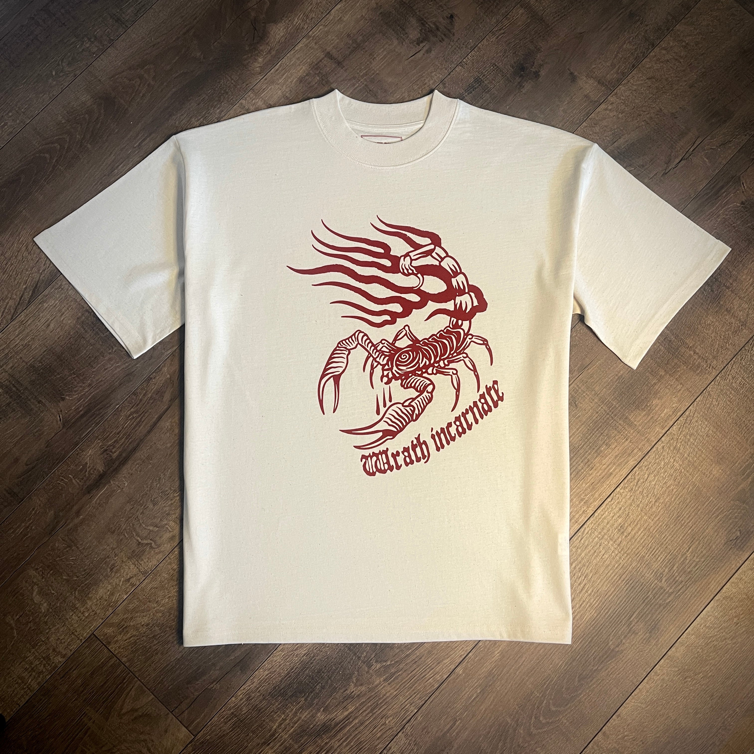 Collection MORS ARCANA - T-shirt oversize "Scorpio" - Ivoire / Rouge
